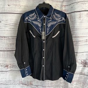 Mens embroidered button down by: Coofandy size xxl